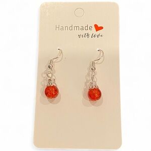 Orange Beaded Dangle Earrings